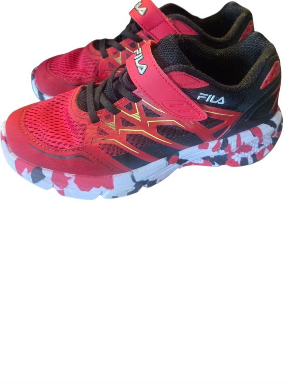 Fila Kids Red Black and White Camo Sole Sneakers